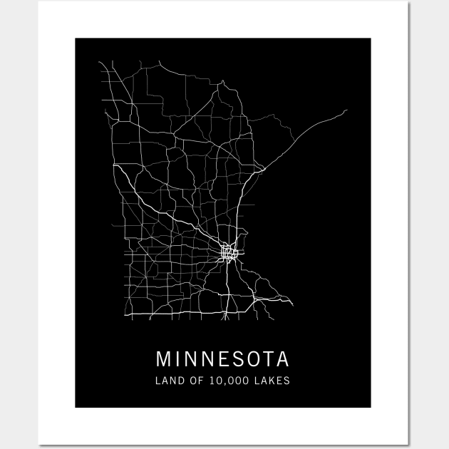 Minnesota State Road Map Wall Art by ClarkStreetPress